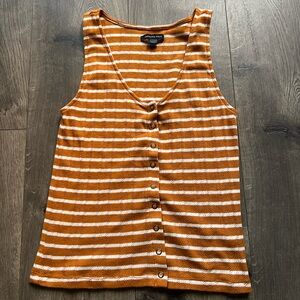 American Eagle Mustard Yellow Striped Button-Down Tank Top